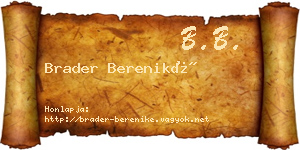 Brader Bereniké névjegykártya